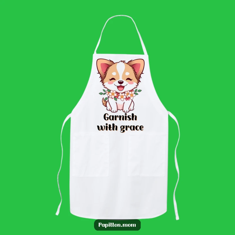 Funny Papillon Dog Flower Garland Apron - Cook with Joyful Style!