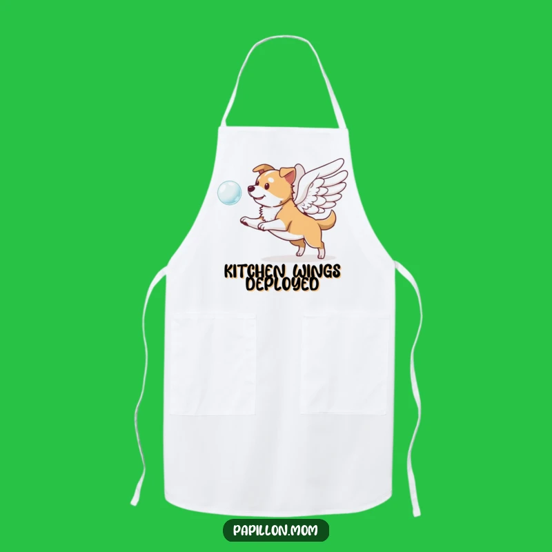 Funny Winged Dog Apron: Playful Pup Chasing Bubble, Practical Funny Gift!
