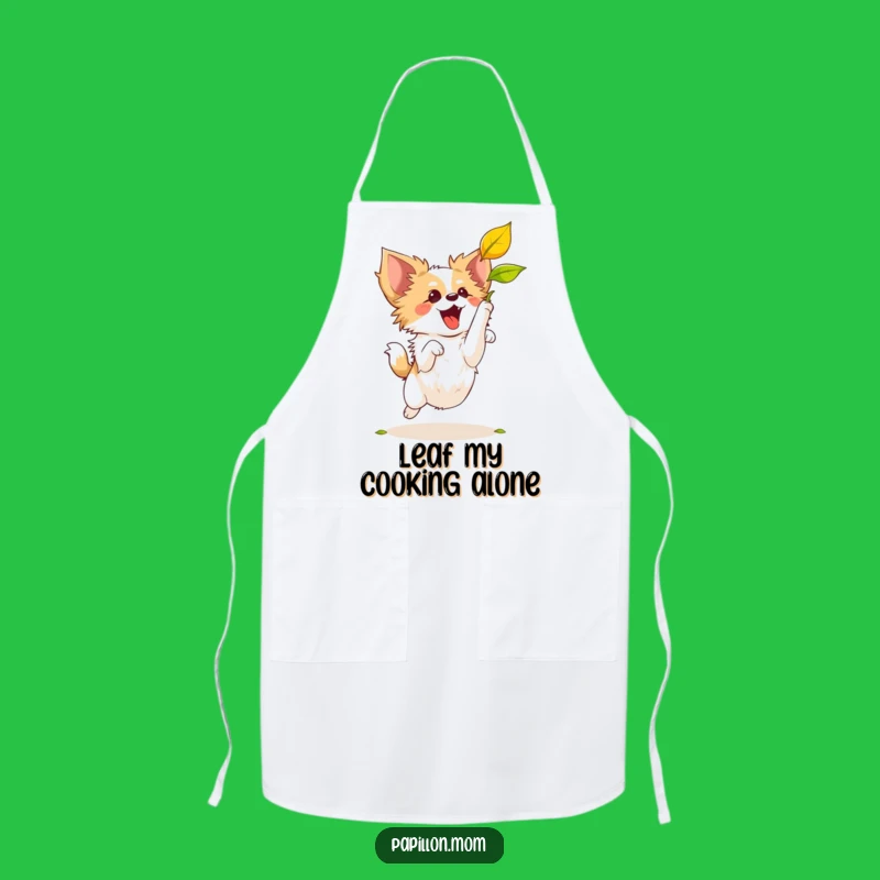 Funny Papillon Dog Leaf Catching Apron: Cook Up Fun in the Kitchen!