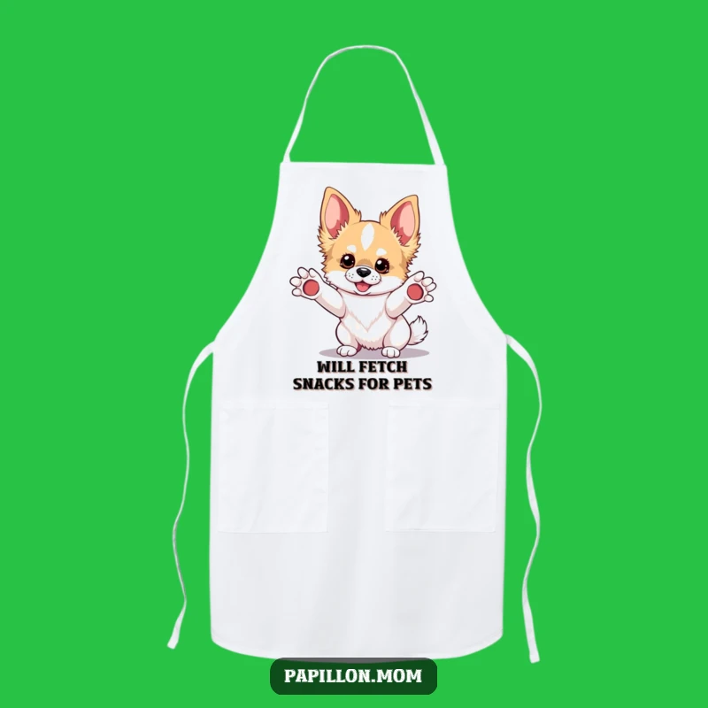 Funny Kawaii Papillon Dog Apron: Playful Pup Kitchen Fun Gift!
