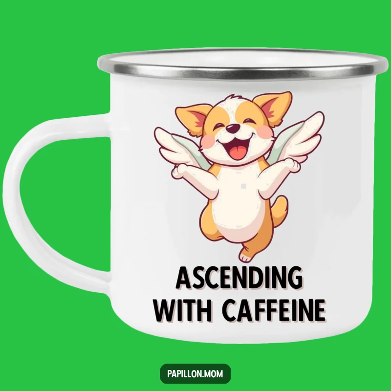 Funny Joyful Dog Camping Mug: Durable Leaping With Wings, Best Funny Gift!