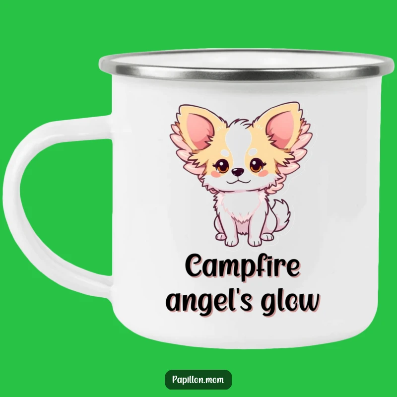 Funny Papillon Angel Wings Camping Mug - Whimsical Dog Outdoor Gift