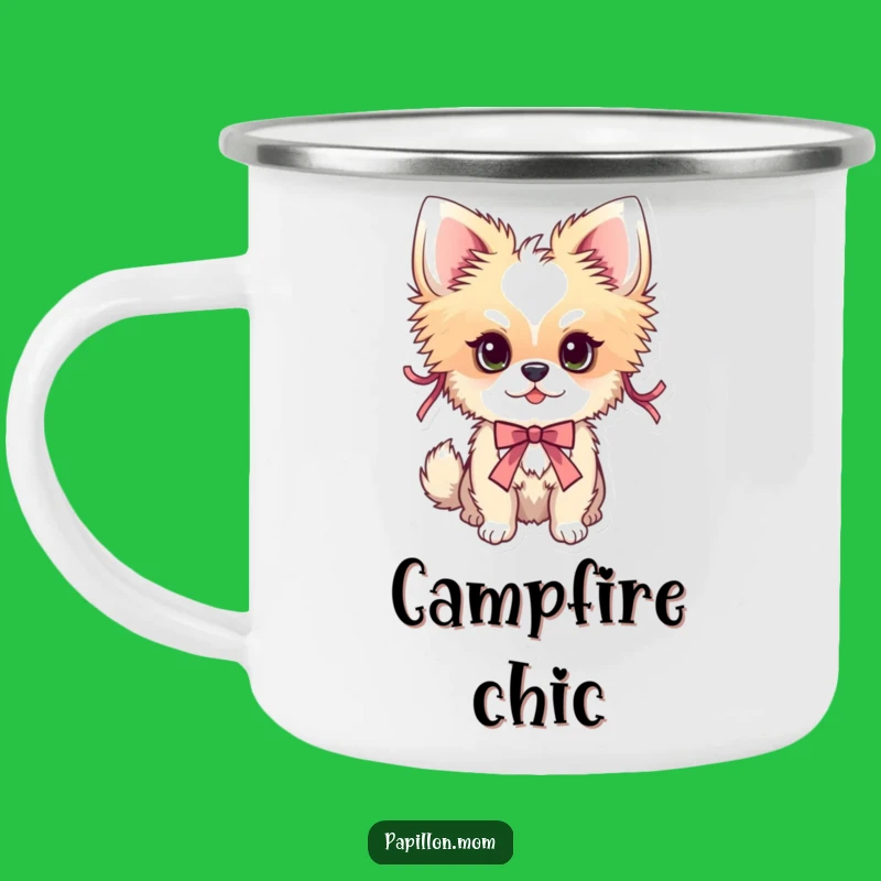 Funny Papillon Ribbon Adorned Camping Mug - Elegant Funny Gift for Outdoors