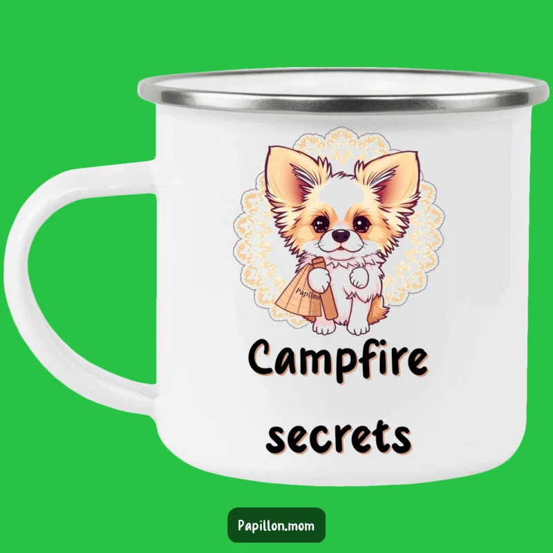 Funny Papillon Fan Peek Camping Mug: Adventure with Elegant Mystery!