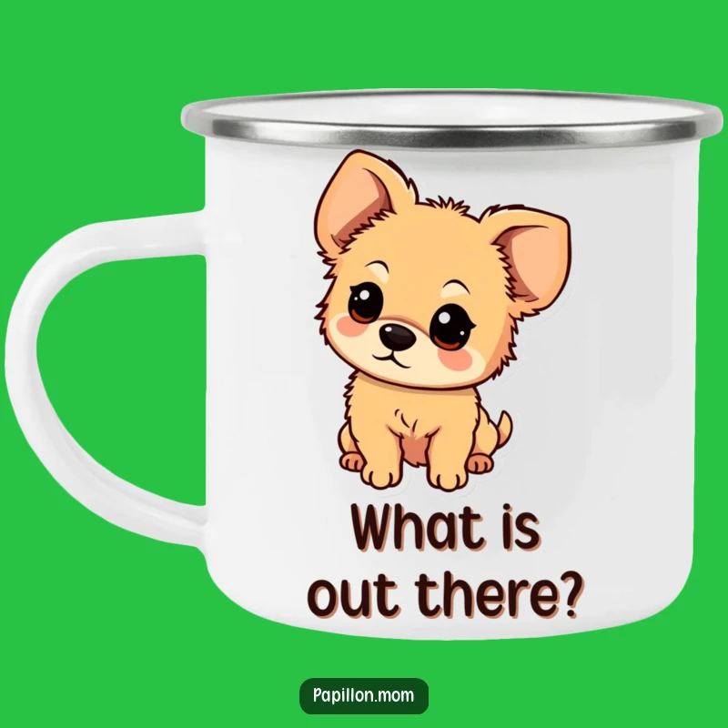 Funny Curious Fluffy Dog Ear Camping Mug: Adventure Fuelled by Canine Wonder