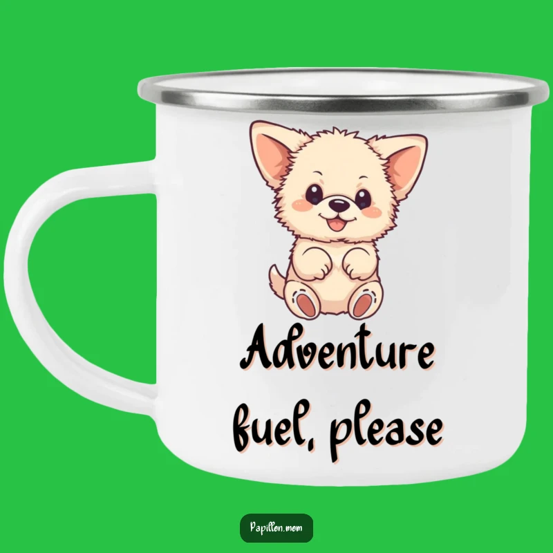 Funny Fluffy Dog Camping Mug: Durable Large-Eared Pup Fluttering Paws, Best Funny Gift!