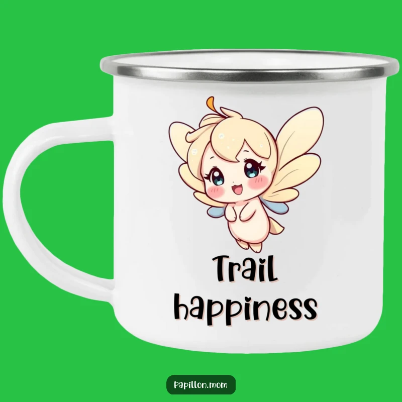 Funny Happy Fluttering Character Camping Mug: Adventure with Joy