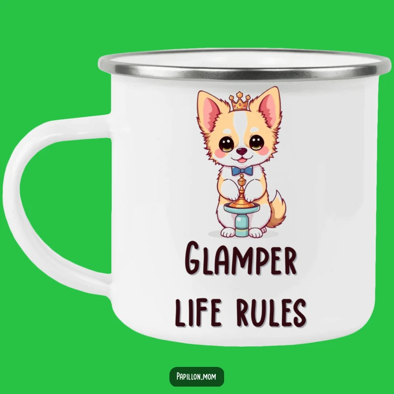 Funny Kawaii Papillon Dog Camping Mug, Chic Accessory Bichon Cup, Gift