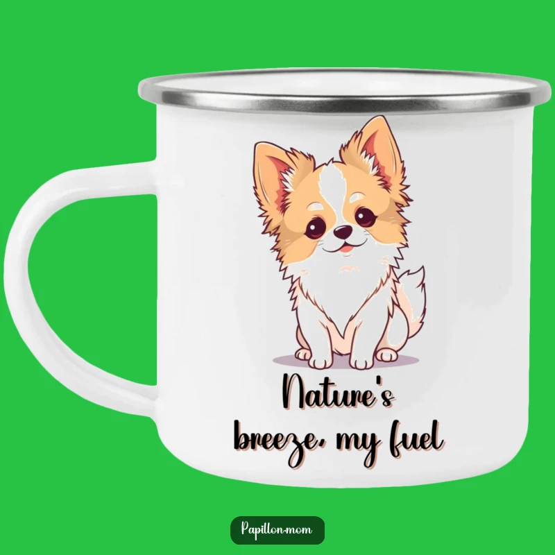 Funny Kawaii Papillon Dog Camping Mug: Serene Breeze Outdoor Gift!