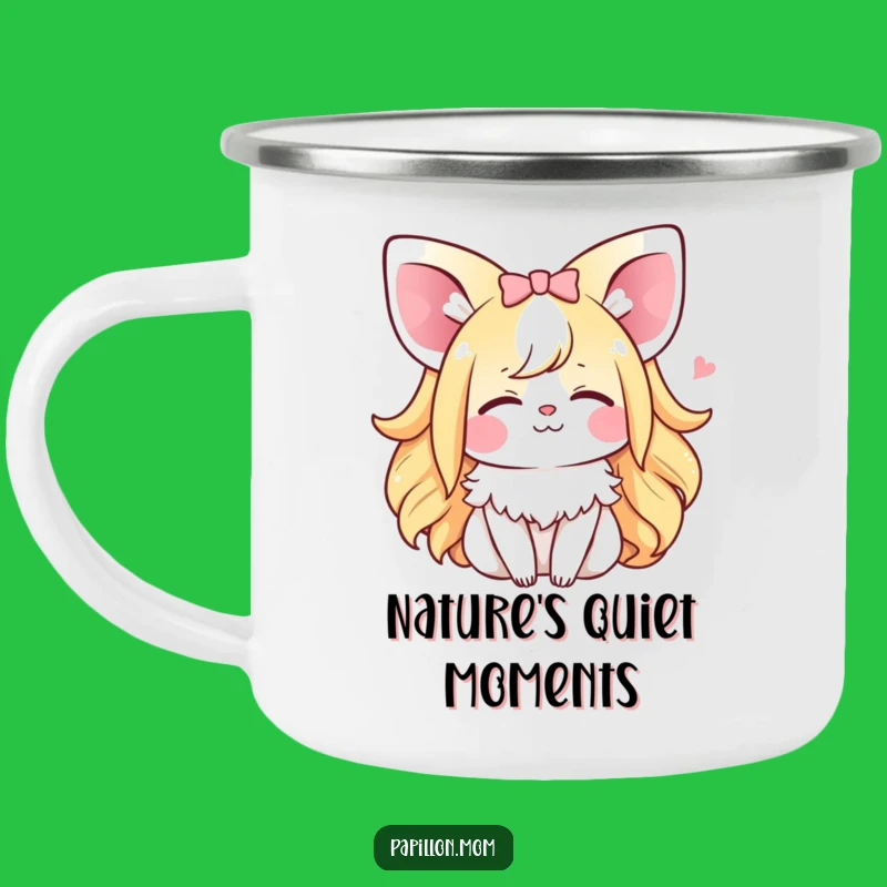 Funny Kawaii Papillon Lady Camping Mug: Happy Sighs Around the Campfire