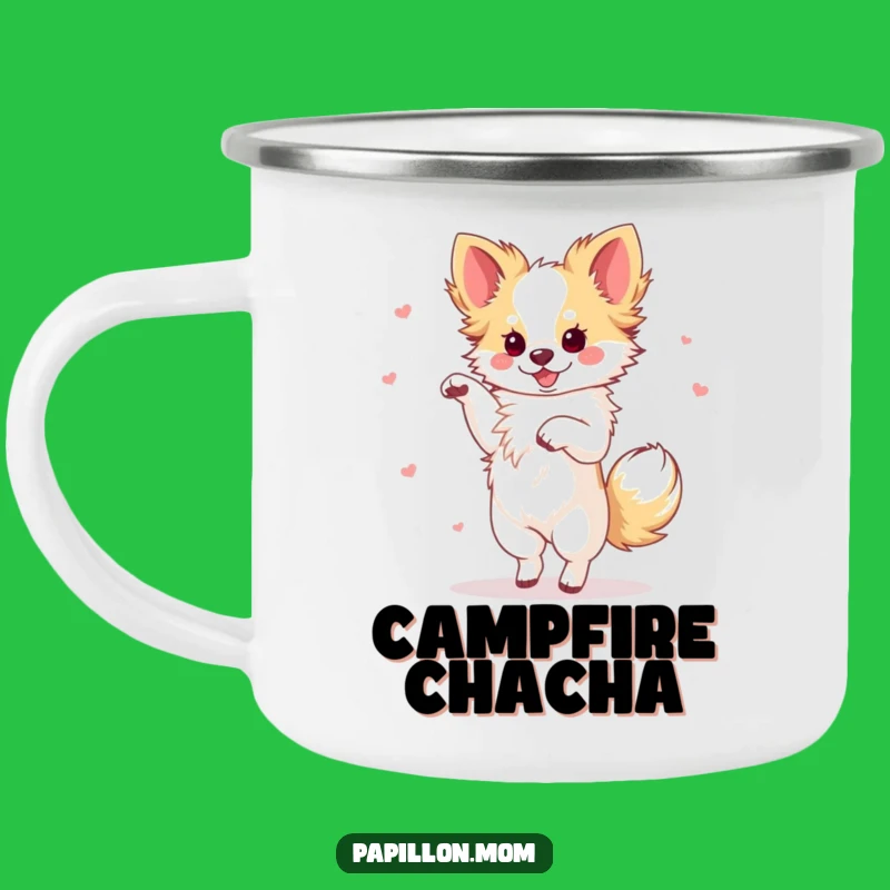 Funny Papillon Dancing Camping Mug: Adventure with Graceful Humor!