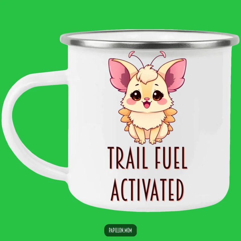 Funny Papillon Lady Camping Mug: Excited Antennae Twitch, Outdoor Humor