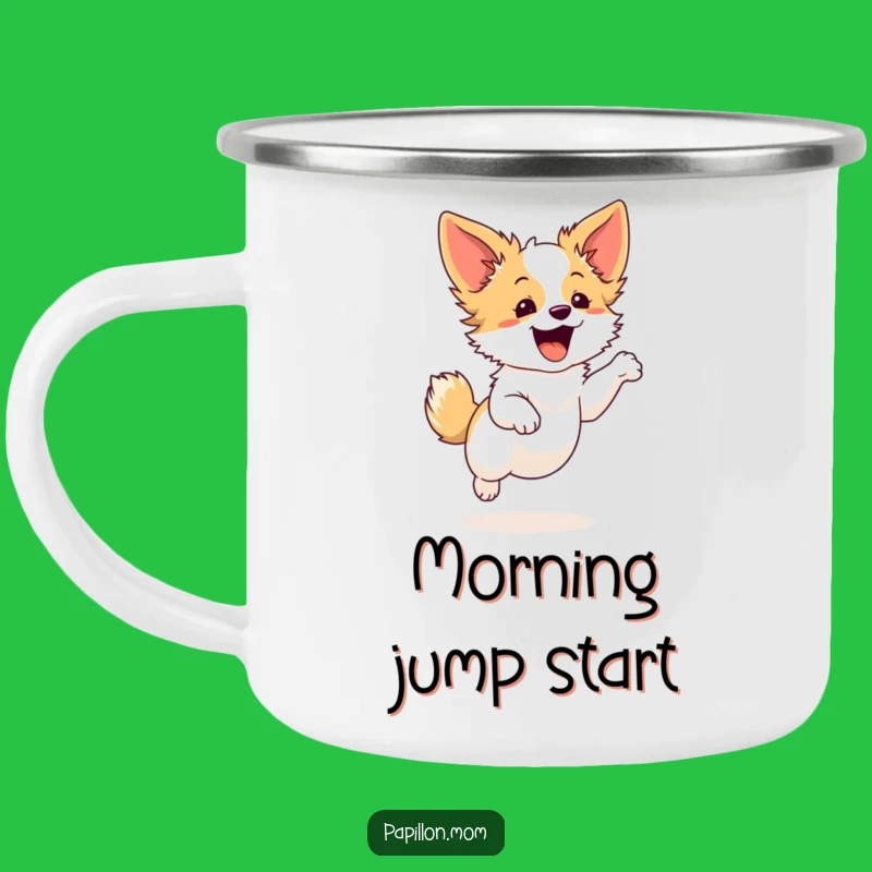 Funny Papillon Graceful Leap Camping Mug - Energetic Dog Outdoor Gift