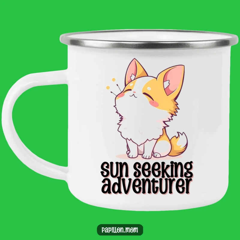 Funny Papillon Sun Camping Mug - Relaxing Brew for Outdoor Bliss!