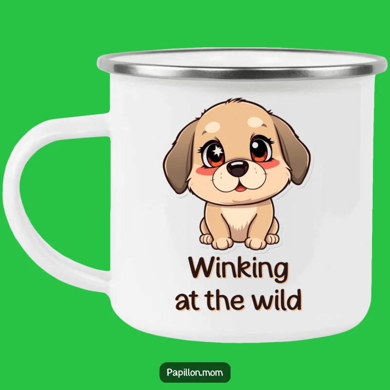 Funny Winking Dog Camping Mug: Durable Mischievous Sparkle, Best Funny Gift!
