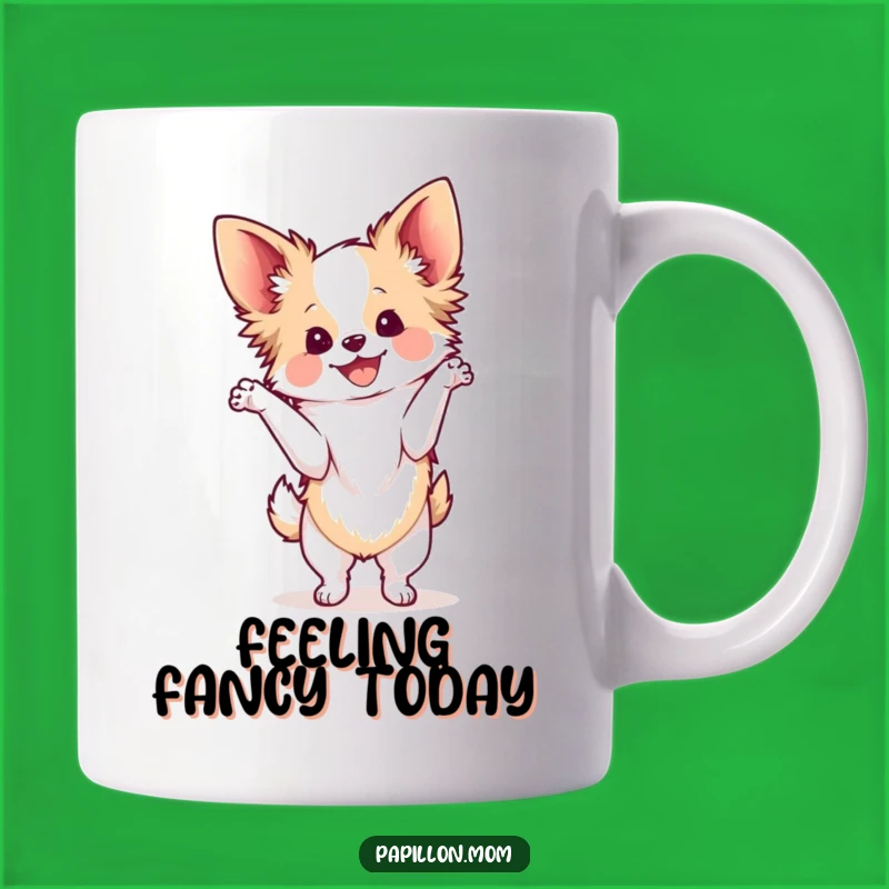 Funny Kawaii Papillon Dog Mug, Joyful Bichon Pose Gift for Dog Lovers