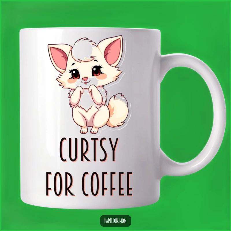 Funny Papillon Bow Mug: Graceful Dog Lady Performing a Bow, Perfect Gift!