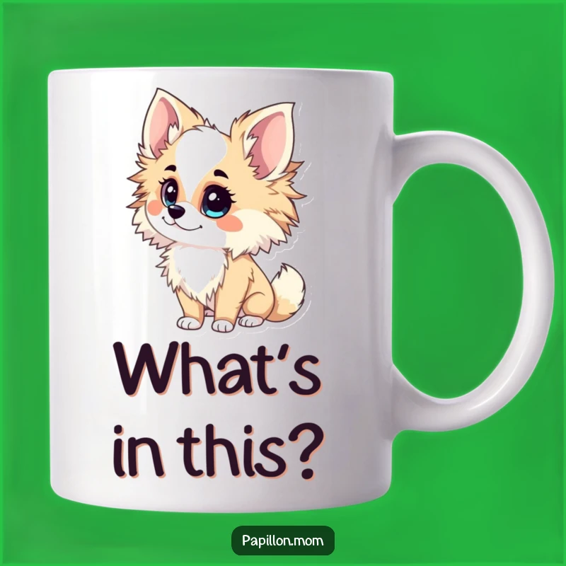 Funny Papillon Lady Mug: Inquisitive Tilt – Curious & Hilarious Gift!