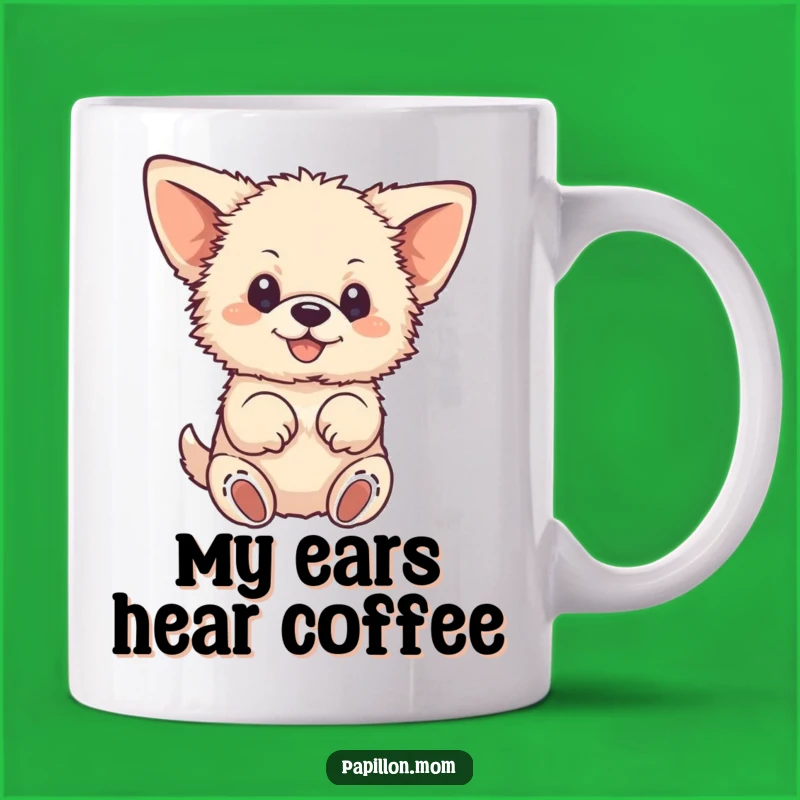 Funny Fluffy Dog Mug: Adorable Large-Eared Pup Fluttering Paws, Perfect Funny Gift!