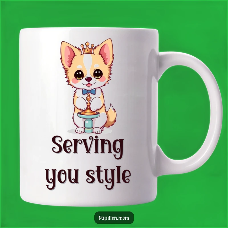 Funny Kawaii Papillon Dog Mug, Chic Accessory Bichon Gift for Fashion Lovers