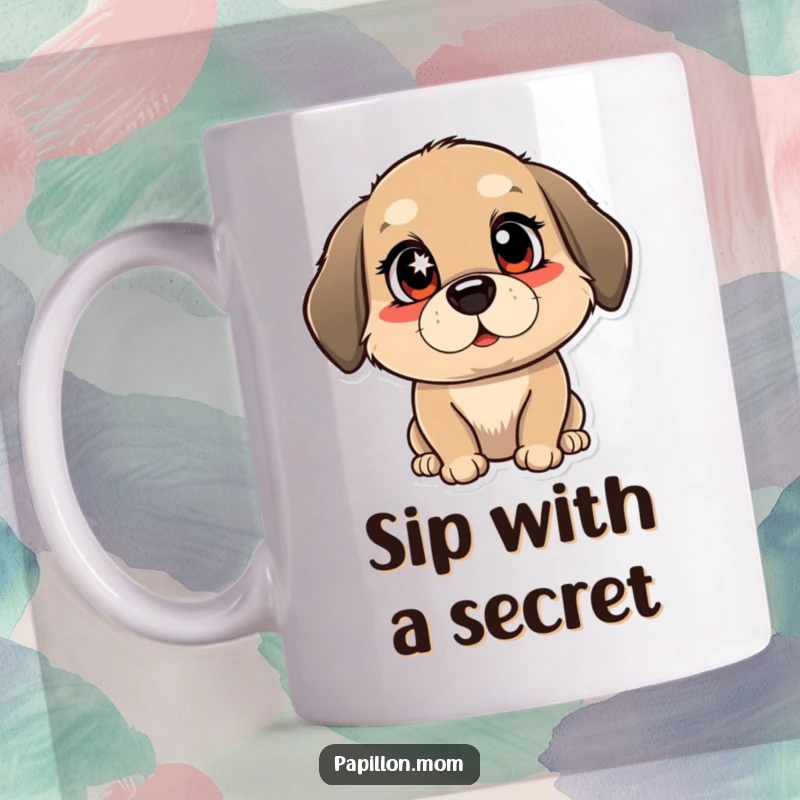 Funny mug showcasing a dog winking with a bright, mischievous sparkle in its eyes, radiating playful naughtiness and charm.