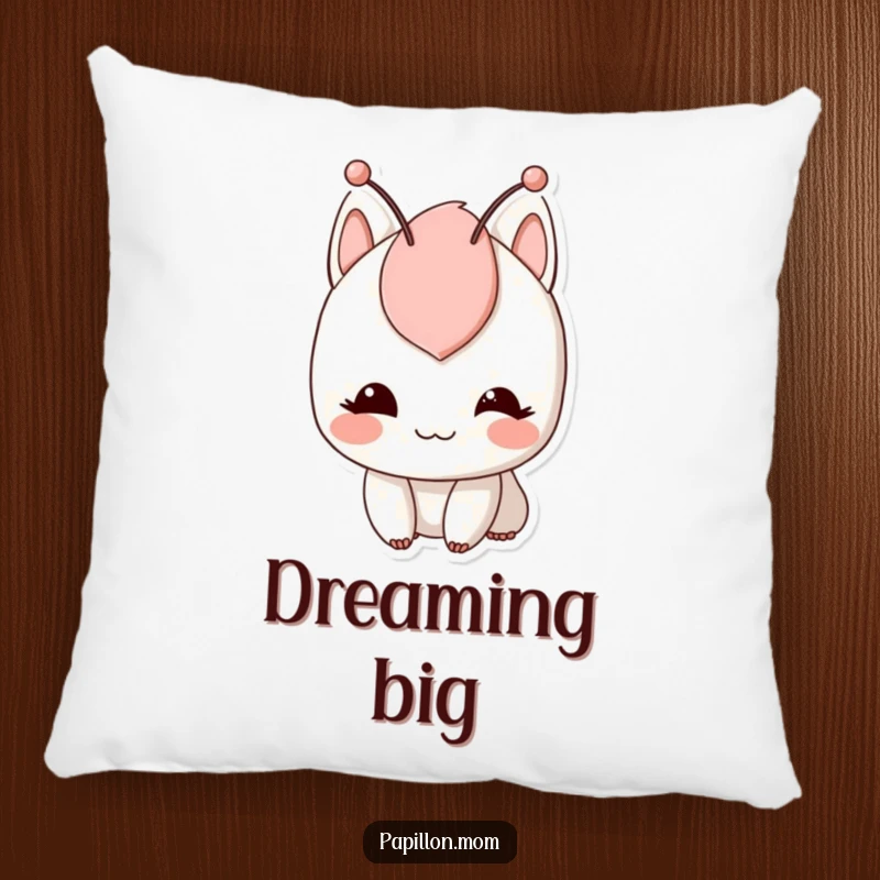 Funny pillow with a character smiling gently and antennae twitching, offering comfort and a playful visual accent.
