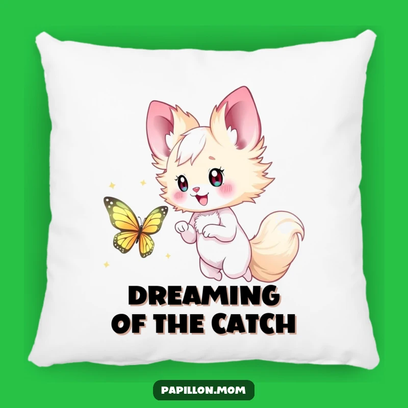 Funny Papillon Lady Pillow: Butterfly Chase – Cuddle Up with Playfulness!