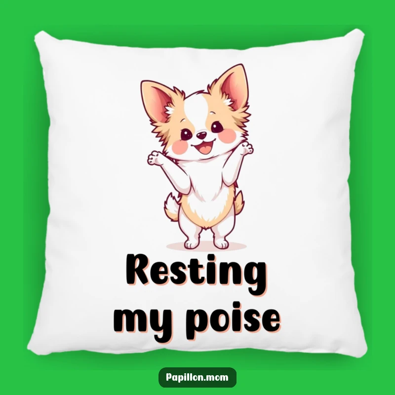 Funny Kawaii Papillon Dog Pillow, Cozy Bichon Pose Cushion, Gift