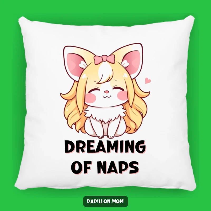 Funny Kawaii Papillon Lady Pillow: Cuddle Up with a Happy Sigh