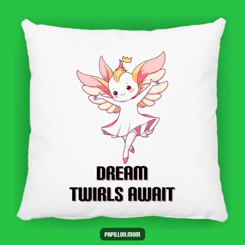 Funny Kawaii Papillon Twirl Pillow: Cozy grace, soft comfort and a funny gift.