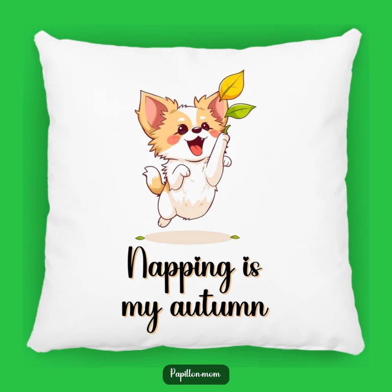 Funny Papillon Dog Leaf Catching Pillow: Cozy Comfort with a Humorous Touch!