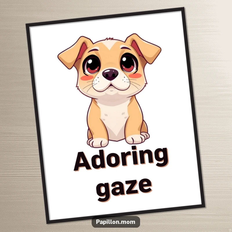 Funny adoring dog digital art print, download of a dog with wide, loving eyes full of adoration.