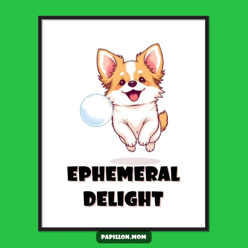 Funny Papillon Dog Bubble Digital Art Print - Instant Joy For Your Walls