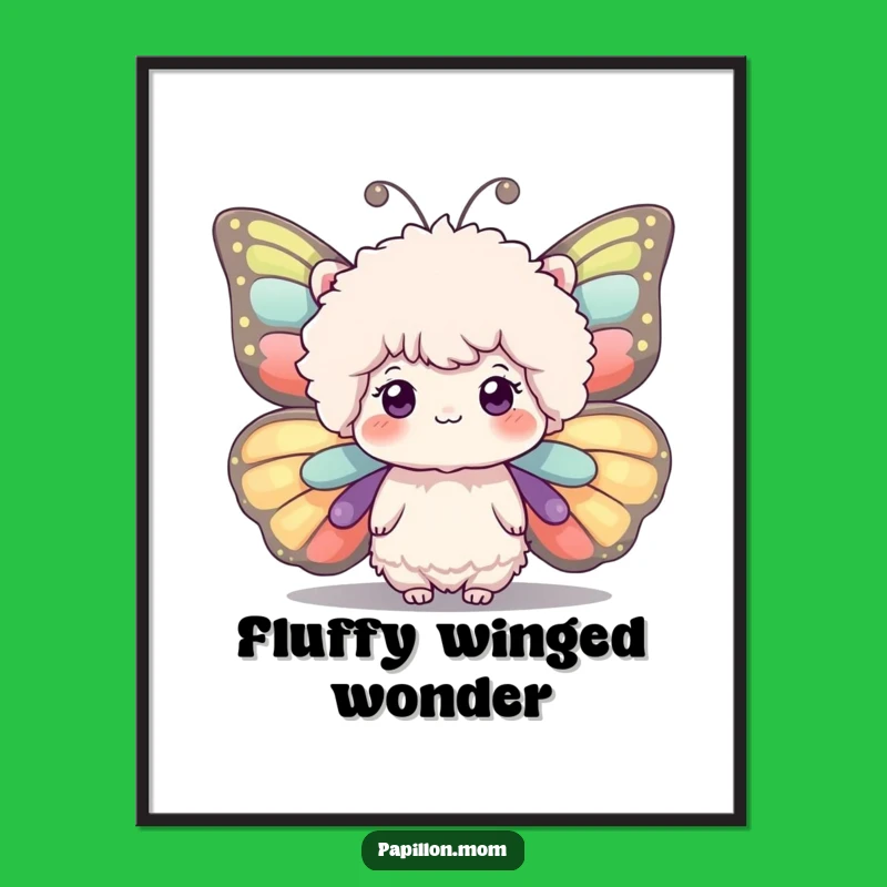 Funny Fluffy Butterfly Wings Digital Art - Instant Whimsy Print