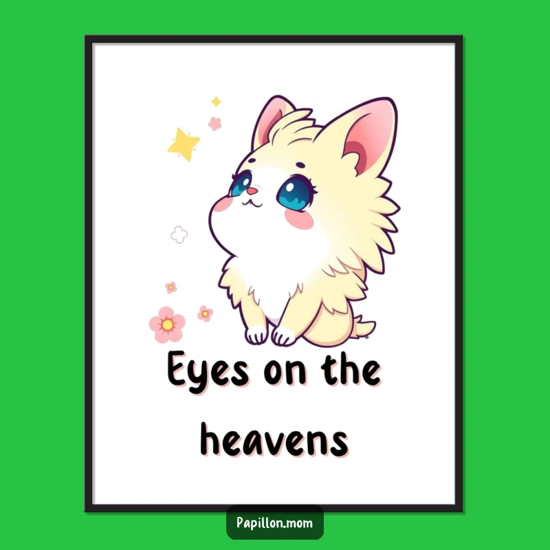 Funny Kawaii Papillon Digital Art: Wonder-filled eyes, instant enchantment, a funny gift.