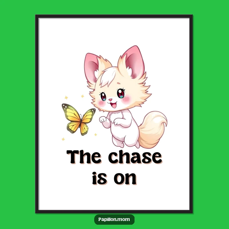 Funny Papillon Lady Digital Art: Butterfly Chase – Instant Playful Decor!