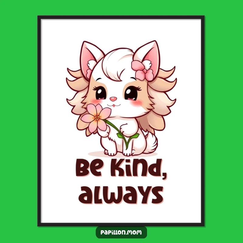 Funny Papillon Lady Digital Art: Flower Offering – Instant Sweet Decor!