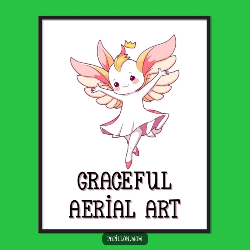 Funny Kawaii Papillon Twirl Digital Art: Graceful dance, instant elegance, a funny gift.