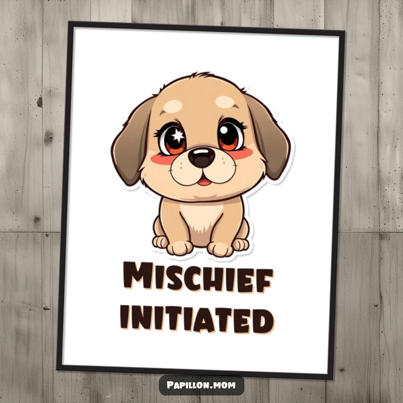 Funny digital art print of a dog winking with a bright, mischievous sparkle in its eyes; high-resolution, printable wall art.