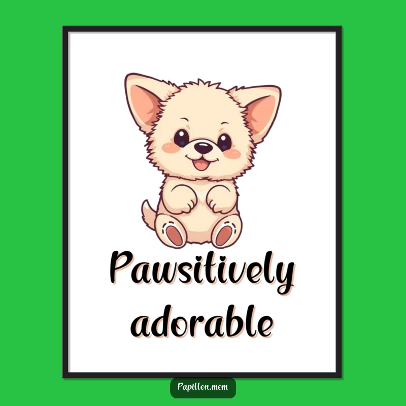 Funny Fluffy Dog Digital Print: Large-Eared Pup Fluttering Paws Art, Elegant Funny Gift!