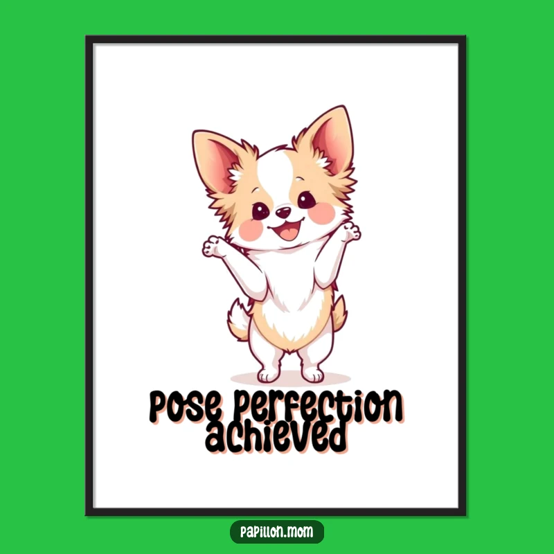 Funny Kawaii Papillon Dog Print, Joyful Bichon Pose Art, Instant Gift