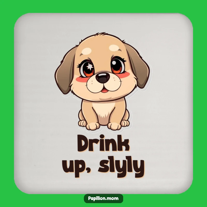 Funny Winking Dog Coaster: Mischievous Sparkle, Charming Funny Gift!