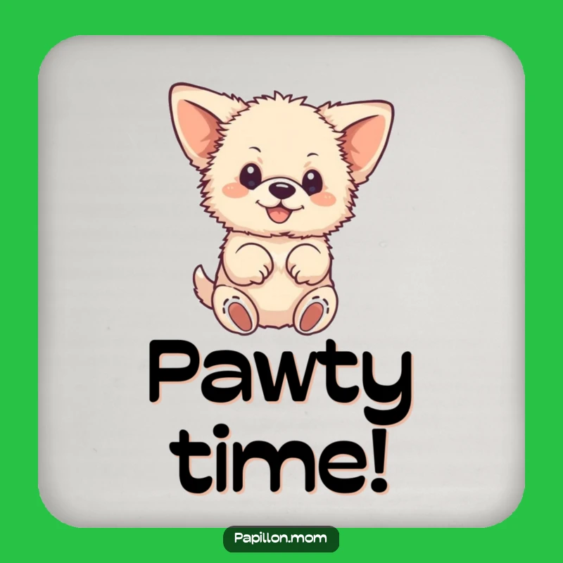 Funny Fluffy Dog Coaster: Cute Large-Eared Pup Fluttering Paws, Charming Funny Gift!