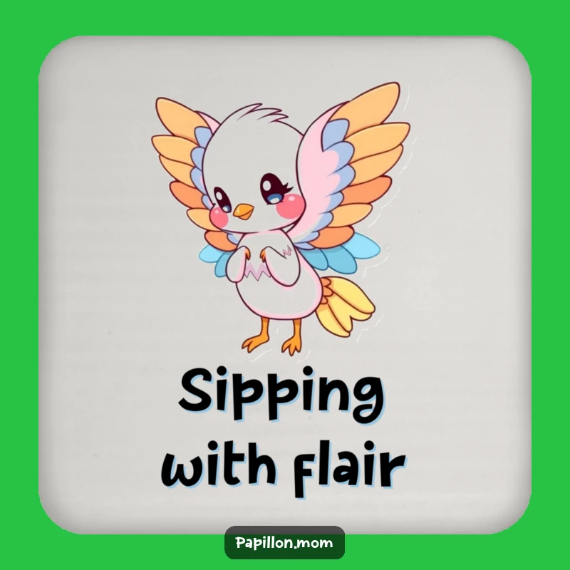 Funny Papillon Coaster: Protect Surfaces with Elegant Fanning Dog, Unique Funny Gift