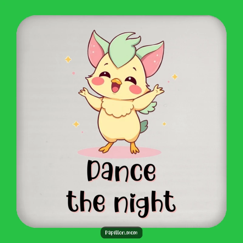 Funny Papillon Coaster Set: Dancing Papillon Charm - Chic Funny Gift!