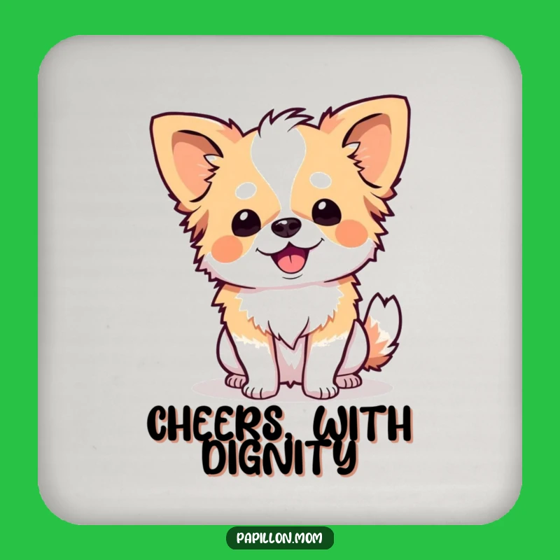 Funny Papillon Curtsy Coaster Set: Protect Surfaces with Polite Humor!