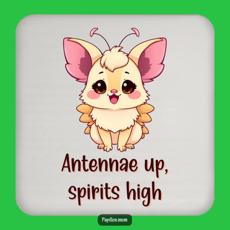 Funny Papillon Lady Coaster: Twitching Antennae, Protect Surfaces with Humor
