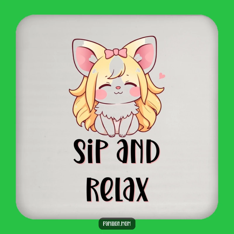 Funny Kawaii Papillon Lady Coaster: Protect Surfaces with a Happy Sigh