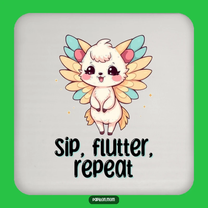 Funny Papillon Lady Coaster: Joyful Fluttering Wings – Protect Surfaces with Cheer!