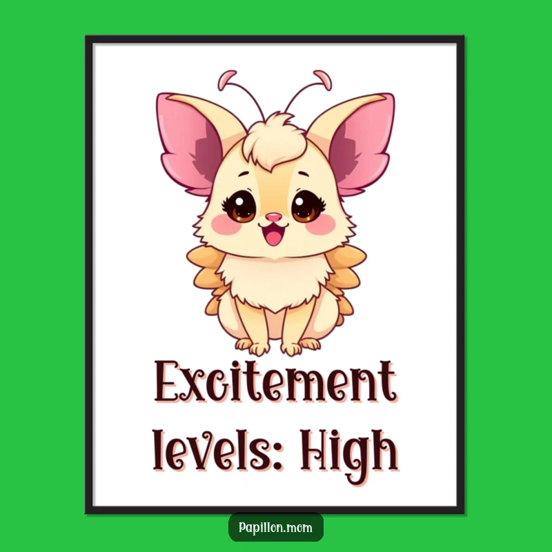 Funny Papillon Lady Poster: Delicate Antennae Twitching, Whimsical Wall Art